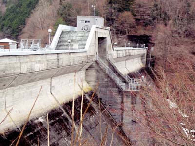 右岸下流側から見た堤体