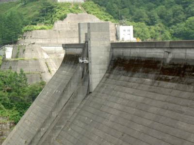 左岸から堤体を見る