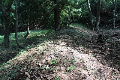 観音屋敷跡を囲む土塁