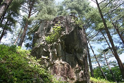 この巨石は旗立石と読んでいます