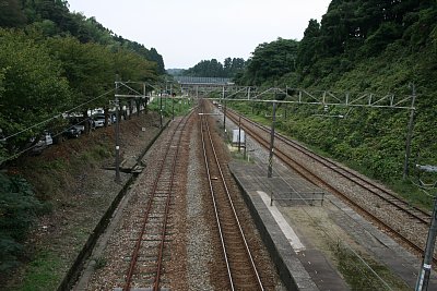 島式ホームと側線