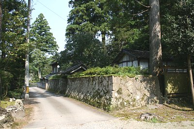 本丸跡にある臼浪水庭園の石垣