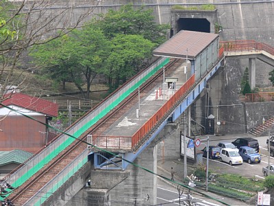 飛騨神岡駅ホーム跡　高架駅です