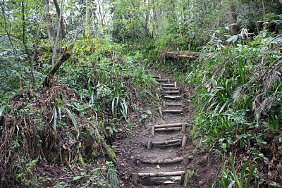 登城道はかなり急な塹壕