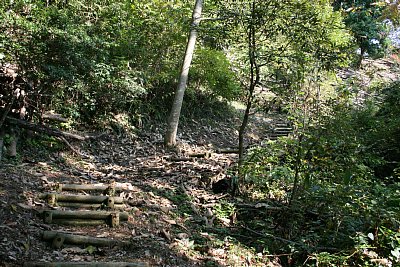 しかしこれだけ急勾配が続く山城もけっこう珍しいかも