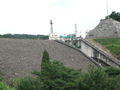 下流側から堤体を望む