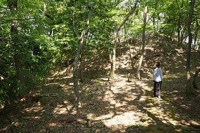 二の郭の向こうには主郭の切岸がそびえたちます