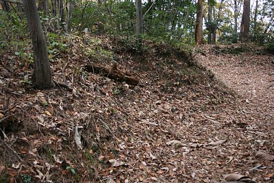 升方城二の丸を囲む土塁と石積