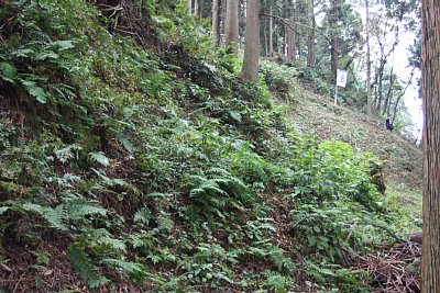 一の丸下の切岸は雄大です