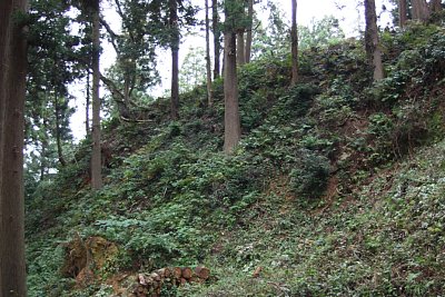 一の丸下の切岸は高く険しいのです