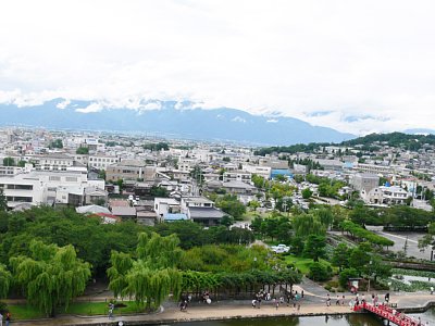 松本城天守から松本市街を望む
