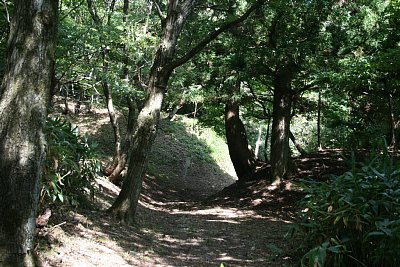 搦手口の巨大な土塁