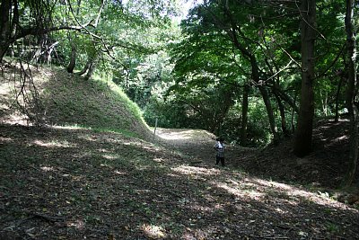 土塁上から搦手口を見る