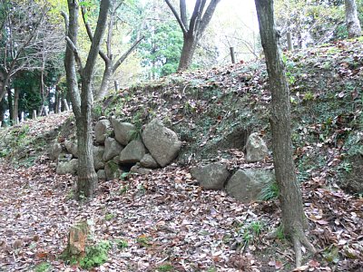 石垣跡は山城としてはかなり大規模なものです