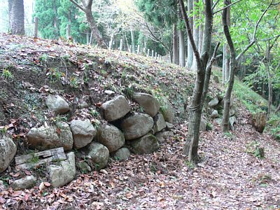 森寺城二の丸にある石垣跡