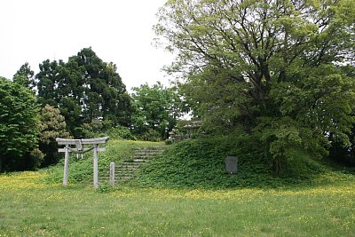 本丸南側の土塁には城山神社が