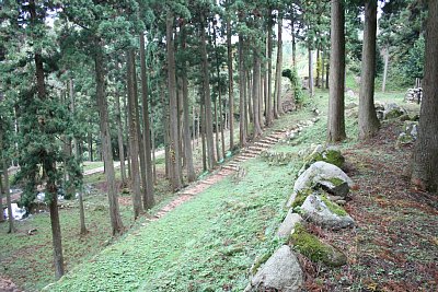 桜馬場北面の土塁と石垣