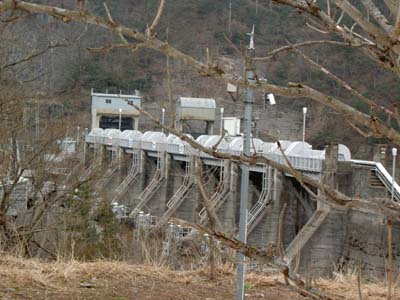 左岸下流側から堤体を見る