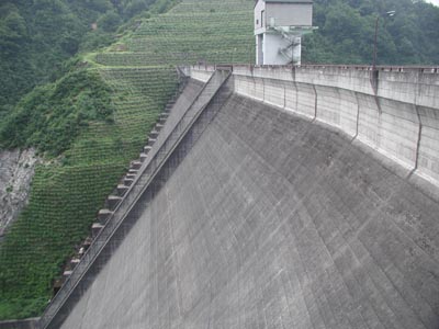 左岸から堤体を見る