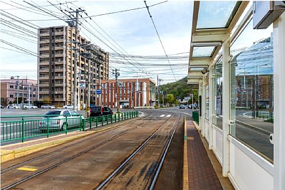 電車事業所前停留場ホーム