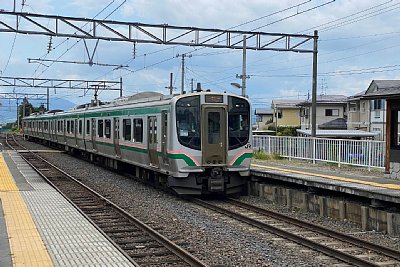 ホームに電車が停車している