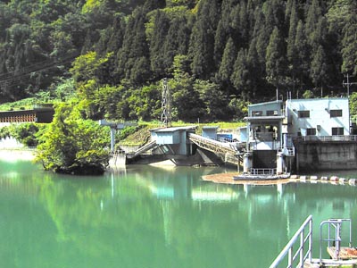 ダム湖と取水口
