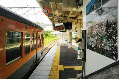 ホームに駅名標