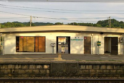 ホームから駅舎を見る