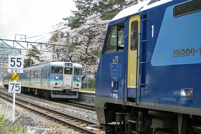EH200機関車と115系電車とは・・・