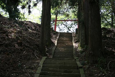 神社への参道は急階段