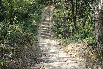 西二の丸跡から西出丸への通路