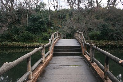 本丸橋の中央が高くなっています