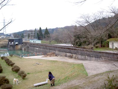 公園から堤体を望む