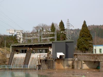 右岸上流から堤体を見る