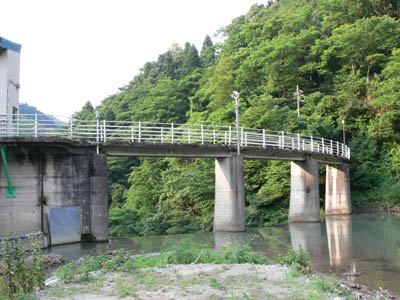上流側から堤体を見る