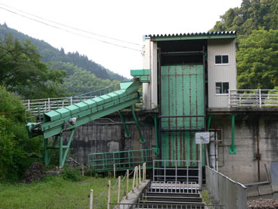 上流側から取水設備を見る