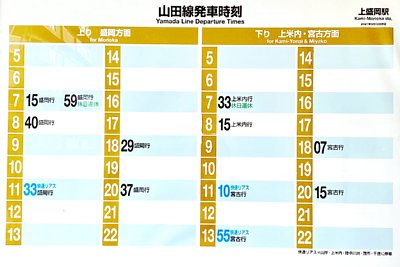 発車時刻表